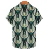 Koszulki męskie Camisa Hawaiana de Manga Corta para hombre nieformalny Talla Grande con estampado Grulla Playa 2023