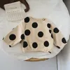 Children Furry Hoodie Baby Polka Dot Thick Crew Neck Jumper Polka Dot Top