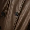 Women's Trench Coats Korea Runway Designer hösten Autumn Leather Maxi Long Trench Coat With Belt Chic Female Windbreaker Classic 230822