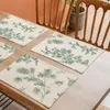 Table Mats Flower Kitchen Dining Mat Leaves Plant Cotton Linen Placemat Bowl Cup Colorful Floral Coffee Green Leaf Dinner