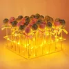 Altre forniture per feste di eventi a 3 livelli Clear Square Cupcake Stand Premium Torta di torta Acrilico Display con corda leggera a LED per il compleanno del matrimonio 230822