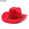 Sombreros de ala ancha Sombreros de cubo Invierno Otoño Hombres Mujeres occidentales Sombrero de vaquero para caballero Señora Vaquera Jazz Ala ancha Fieltro Fedora Sombrero Hombre 230822