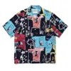 Camisas casuais masculinas Graffiti wacko maria camisa homens homens de boa qualidade Hawaiian Short Hawaii Beach 230823