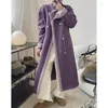 Abrigo de lana de cordero de piel para mujer, solapa de una pieza, dos prendas, estilo de invierno, moda coreana, informal, cálido, largo, de cintura ancha