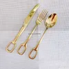 2 pezzi Golden Hanging Western Tables Hori Knife Fork e cucchiaio Golden Knife and Fork Table Hotel Hotel Restauranti Occidentale HKD230812