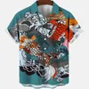 Herren lässige Hemden Aloha Shirt Sommer 3D -Druckfarbe Cartoon Muster Übergroßes Ärmel kurz Blumenkleid