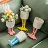 Creative Cute Hand Painted Boots Goosefoot Shape Vases Ceramic Decorative Flower Vase Filler Table Storage Container Home Decor HKD230823