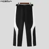 Men's Pants Stylish Well Fitting Long INCERUN Black&White Patchwork Design Trousers Fashion Male Straight Loose Pantalons S-5XL