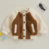 Coat Winter Warm Kids Children Coats Fleece Outwear Contrast Color Long Sleeve Jacket Button Cardigan Infant Baby Girls Boys Clothes 230822