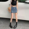 Nicho duplo abotoado uma linha saia jeans feminina verão estilo coreano simples menina atacado