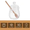 Dinnerware Sets Glass Honey Jar Jam Storage Bottle Small Dipper Transparent Dispenser Household Pot Clear