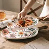 Piatti piatti per la cena in ceramica nordica vassoio per insalata di bistecca con manico in legno decorazione per la casa servizio di stoviglie ovali 230822