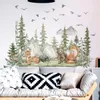 Wandstickers bergen en bomen Cartoon dieren Kleuterschool PVC Materiaal Selfadhesive Decor Home Accessoires Wallpaper 230822