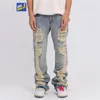 Men's Jeans Distressed For Men Y2k Streetwear Ripped Cargo Clothing Damaged Flare Jeans3109