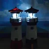 Garden Decorations Lighthouse Statue Shape Solar LED Light Rotating Outdoor Lamp Waterproof Guide Landscape Decoration