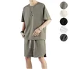 Men's Tracksuits 2023 Summer Men Short Sleeve Sets Casual Solid Color 2 Pieces Running Women O-Neck Gym Loose