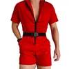 Men's Pants Trendy Men Romper Pockets Straight Temperament Slim High Waist