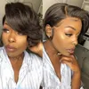 13x4 Lace Front Pixie Cut Human Human Hair 13x6x1 Parte de perucas curtas retas do frontal para mulheres 180% transparente