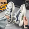 Höjd ökande skor män tjock sula löpskor mode casual läder skarvad mesh andningsbar höjd ökad plattform skor manliga chunky sneakers 230822