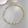 Łańcuchy stylowy bohemian ręcznie tkany perel naszyjnik vintage prostota