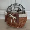 Panier de transport pour chien et chat, guidon avant de vélo, siège pour animaux de compagnie, en osier tissé à la main, vtt, vélo de route, pour animaux de compagnie