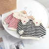 Clothing Sets Spring Autumn Girls Sweater Red Heart Striped Sweatshirt Big Lapel Collar Hoodies Cotton Shirt for Little Clothes 230822