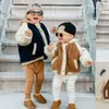 Coat Winter Warm Kids Children Coats Fleece Outwear Contrast Color Long Sleeve Jacket Button Cardigan Infant Baby Girls Boys Clothes 230822