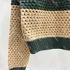 刺繍中空のセーターの女性編みセーター編みのセータープルオーバーストライプニットウェア