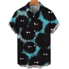 Herren lässige Hemden Aloha Shirt Sommer 3D -Druckfarbe Cartoon Muster Übergroßes Ärmel kurz Blumenkleid