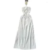 Повседневные платья Fashiona Chic Slim White Midi Party Dress Женский сексуальный выпускной дизайн цветочного дизайна без рукавов Sling Sline 2023