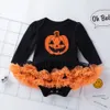 ROMPERS HALLOWEEN Baby Girl Ubranie dla dzieci Romper Bawełniany długi rękaw Toddler Pumpkin Tumpsuit Tutu Sukienka kostiumów 2023 Party 230823