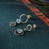 Dangle Earrings S925 Sterling Silver Inlaid Topaz Openwork Double Ring Fringe Blue Long Women's For Wedding Luxury Jewelry