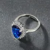 Обручальные кольца мода и темпераментная капля вода красочное сокровище открытое кольцо для женщин, установленное с цирконом очаровательным вовлечением женщин