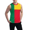 Herrtankstoppar ärmlös t-shirt benin flagga 3d pojkar tshirt gym fitness joggar basket träning väst