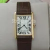 Super Thin Series Top Fashion Quarz Watch Männer Frauen Gold Zifferblatt brauner Lederband Armbanduhr Klassische Rechteck Design Kleid Uhr 2633