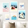 Canvas Painting Vintage Snowboard Wall Art Minimalist Ski Snow Mountain Posters And Prints Wall Pictures For Living Room Bedroom Decor Wo6