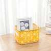 Storage Bags Nordic Style Cotton Linen Desktop Basket Plaid Fabric Sundries Box Simple Decoration Home