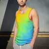 Débardeurs pour hommes Tops Rainbow Tie Dye Top Hommes Impression colorée Été Custom Gym Cool Chemises sans manches surdimensionnées