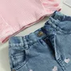 Kleidungssets Sommer Mädchen Kleidungssets Rundhalsausschnitt Tüll Patchwork Top mit gestickten Herzen Shorts Babykleidung Kinder Kinder