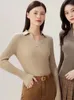 Women Sweters Kobiety swobodne długie rękawy pullover jesienne vneck szczupły sweter femme solidne podstawowe koszulki koszulki moda miękka ciepła jumper 230822