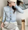 Pulls pour femmes de qualité supérieure Motifs géométriques singes Cardigan à manches longues simple boutonnage contraste couleur lion bouton pull tricoté