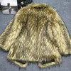 女性の毛皮の豪華なブランド冬のフェイクコート女性プラスサイズの濃厚な暖かいジャケット長い袖のラペル高品質のコート