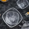Tazones de vidrio reutilizable aperitivo ensaladera cuadrada para sopa de arroz fideos mezclando cereal que sirve fruta de 24 cm clara