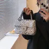 Factory wholesale women shoulder bags 2 colors this year's popular shiny fashion handbag sweet beaded sequined chain bag flip leather backpack 5818#