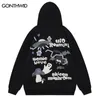 Men s Hoodies Sweatshirts Hip Hop Hoodie Streetwear Funny Cartoon Ghost Bat Letter Graphic Print Hooded Sweatshirt 2023 Harajuku Fashion Pullover 230823