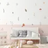 Wall Stickers Boho Cartoon Mushroom Branch Leaves Flowers Pattern for Kids Room Baby Nursery Home Decor Interior Decals 230822