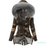 Peluche Camouflage Parker Parka mode taille col de fourrure veste d'hiver femmes à manches longues manteau à capuche