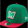 2022 Meksyk dopasowane czapki litera m Hip Hop Rozmiar czapek czapki baseballowe dorosłe płaskie szczyt dla mężczyzn kobiety w pełni zamknięte H3257i
