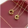 Double ring cake necklace manufacturers spot micro inlaid zircon clavicle necklace silver plated rose gold pendant jewelry