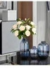 Glasvase Crafts kreativ blau hydroponic getrocknete Blumenarrangement Vase Set Ornament Vase Dekoration Haushalt HKD230823